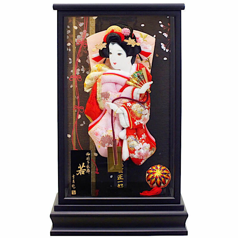 [40P][28]羽子板 ケース入り 押絵羽子板 [若] 10号 [黒金ライン] [KGCH10-28] ケース飾り [初正月 初節句 お祝い 女の子 コンパクト飾り]のサムネイル