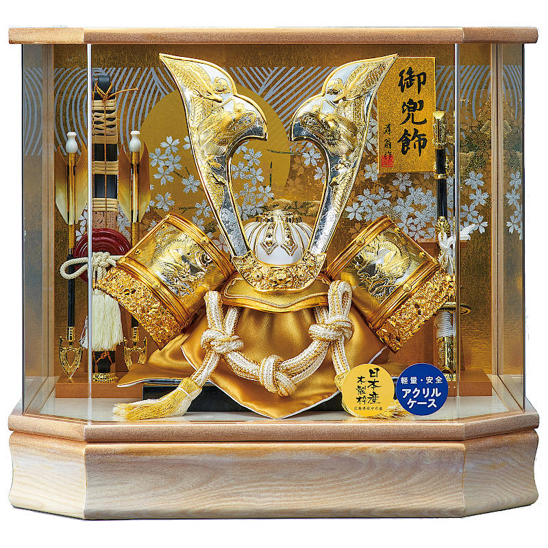 五月人形 ケース飾り 兜飾り [六角東山] 215-705 [コンパクト 戦国 武将 アクリル ケース入り][ST]