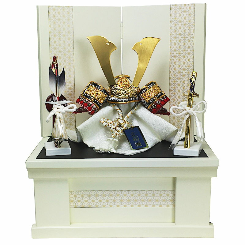 [13of]五月人形 収納 兜飾り [赤中鍬6号] K11-Q299 [収納飾り コンパクト おしゃれ 兜 鎧 戦国 武将 初節句 男の子]