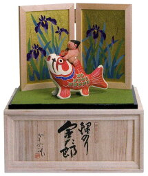 [名前札付] 五月人形 木製 木彫り人形 収納飾り 南雲 「鯉のり 金太郎」 NU-532