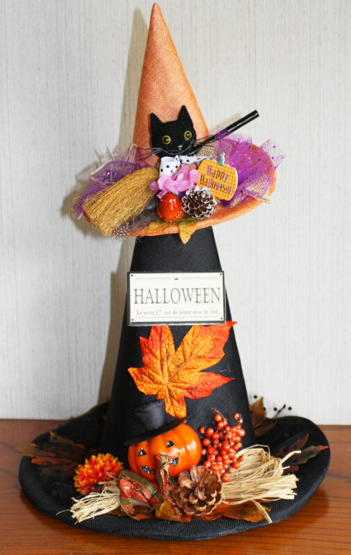 [SL] [ハロウィン おしゃれ 飾り 帽子 [ハロウィンハット] [ブラック] [SE17-13-6-2] 高さ40cm [かぼちゃ カボチャ パンプキン オブジェ 置物 小物 インテリア 雑貨 玄関 パーティー クリスマス]