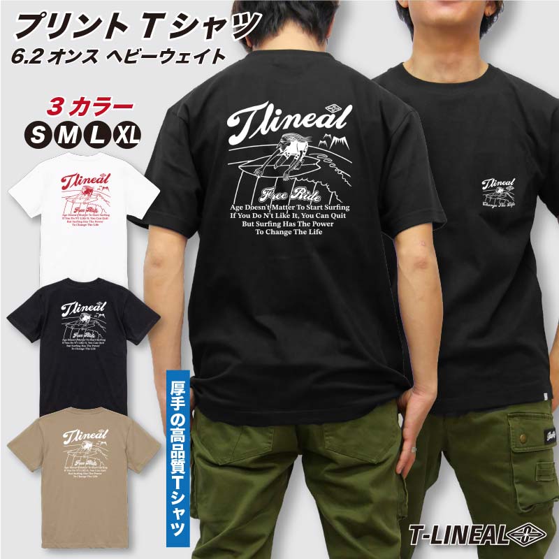 【スーパーSALE★半額】 Tシャツ ヘビーウェイト 綿100％ 6.2オンス 高品質 半袖T コーデ ホワイト ブラック ベージュ メンズ ブランド アメカジ バックプリント カジュアル へたらない 体型カバー 30代 40代 50代 丈夫 サーフブランド フェス サーフファッション