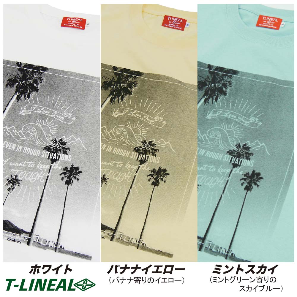 【30％OFF SALE】 T-LINEAL サーフブランド tシャツ フォトプリントT PHOTO Tee Tシャツ メンズ 半袖 厚手 アメカジ M〜XL 全3色 綿100 ブランド 大きいサイズ オシャレ かっこいい 20代 30代 40代 50代 60代 カジュアル 人気 フロントプリントt ヘビーウェイト
