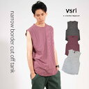 タンクトップ メンズ ノースリーブ ボーダー マリン トップス カットオフ 大きいサイズ ウェア クルーネック トレーニング サーファー ストリート カジュアル...