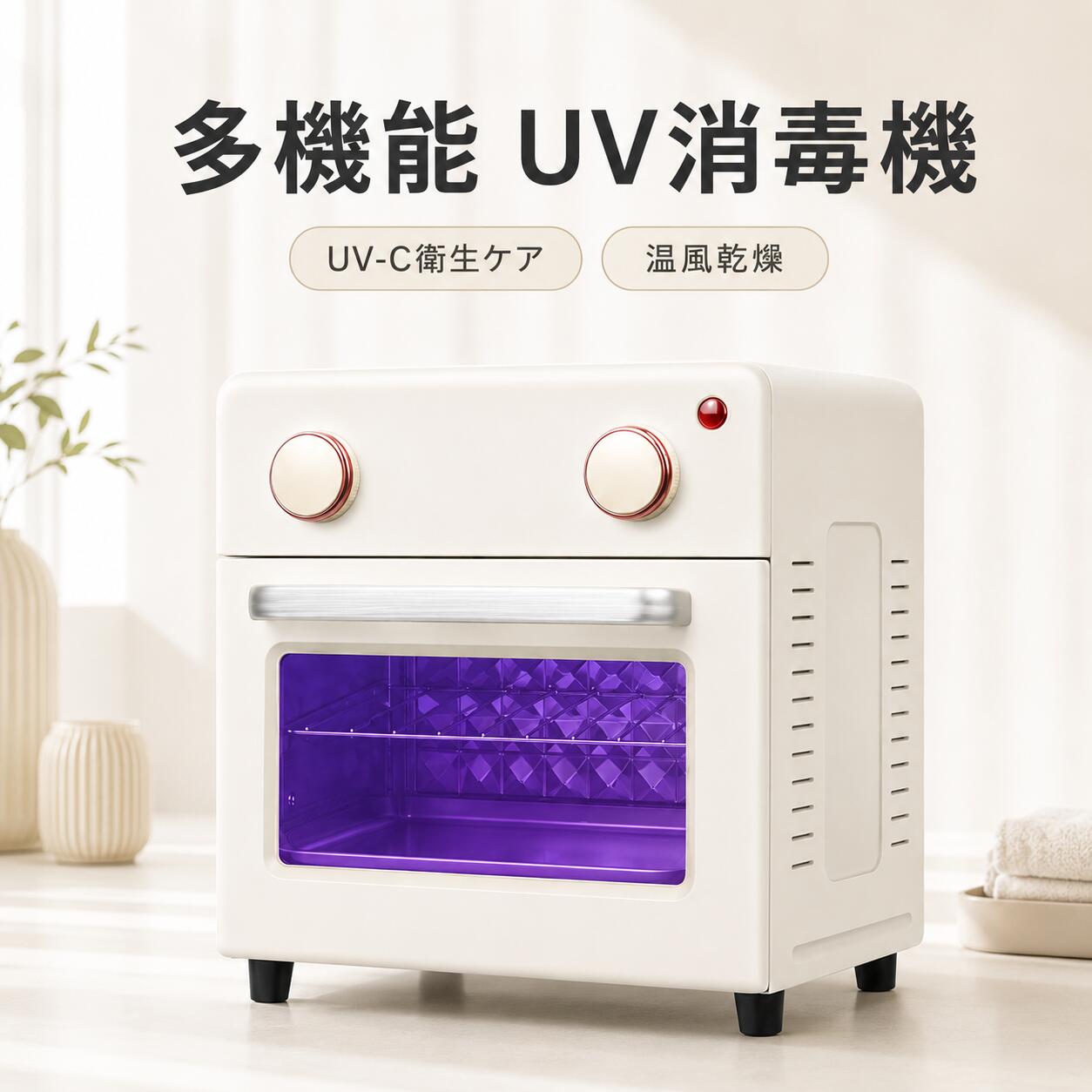 除菌乾燥機 10L 紫外線 オゾン 温風乾燥 3WAY 多機能 タイマー付き ネイルツール 哺乳瓶 食器 カップ 歯科用器具 メガネ アクセサリー 衛生管理 大容量 サロン 家庭用 紫外線・オゾン・温風乾燥を一台に。ネイルツールから哺乳瓶、食器までまとめて衛生的に保管 5商品情報商品仕様商品名：多機能除菌乾燥機型番：SMS-810J容量：約10L本体サイズ：約幅237×奥行255×高さ260mm梱包サイズ：約幅300×奥行280×高さ290mm除菌方式：紫外線＋オゾン乾燥方式：温風乾燥紫外線消費電力：約3W乾燥時消費電力：約150W操作方式：機械式ダイヤルタイマー：最大約60分庫内構造：上下2段付属品：本体、ステンレス製ラック、排水トレイ主な用途：ネイルツール、メイクブラシ、メガネ、アクセサリー、哺乳瓶、カップ、小型食器などカラー：アイボリー系 紫外線・オゾン・乾燥の3WAY紫外線照射 オゾン 温風乾燥を一台に搭載。洗浄後の器具や小物を乾燥させながら 日常の衛生管理をサポートします。 約10Lの大容量上下2段のラックを採用し 限られたスペースを効率よく活用。複数のネイルツールや食器 小物をまとめて収納できます。 ダイヤル式の簡単操作左右のダイヤルを回してモードと時間を設定。液晶画面や複雑な操作がなく 初めて使用する方にも分かりやすい設計です。 幅広いアイテムに対応ネイルツール メイクブラシ メガネ アクセサリー カップ 哺乳瓶など 耐熱性を確認できるさまざまな小物に使用できます。 取り外せる排水トレイ庫内下部のトレイは取り外して水洗い可能。水滴や汚れを簡単に処理でき 日頃のお手入れもスムーズです。 ご使用アドバイス1.収納物に付着した目立つ汚れを あらかじめ洗浄してください。 2.水分を軽く切ってから 器具同士が重ならないようラックに並べます。 3.扉を確実に閉め 使用するモードと時間をダイヤルで設定します。 4.使用後は庫内の温度が下がってから収納物を取り出してください。 5.排水トレイに水がたまった場合は 取り外して洗浄・乾燥してください。 6.紫外線が届きやすいよう 器具を詰め込みすぎない使用方法がおすすめです。 関連キーワード除菌乾燥機 紫外線除菌機 UV除菌器 オゾン除菌 温風乾燥機 ネイルツール除菌 ネイル用品 ネイルサロン 美容室 エステサロン サロン用品 メイクブラシ乾燥 哺乳瓶乾燥 食器乾燥 小型乾燥機 除菌キャビネット 衛生管理 10L 大容量 タイマー付き ダイヤル式 ステンレスラック 排水トレイ 家庭用 業務用 小型家電 営業時間について●ネットでのご注文は24時間受け付けております。店舗へのお問合せは下記の時間帯にお願い致します。平日 10:00～19:30日曜日・祝祭日はお休みを頂いております。営業時間内にいただくお問い合わせは順次に返信対応させていただいておりますが、場合によっては翌営業日での対応となりますので、予めご了承ください。除菌乾燥機 10L 紫外線 オゾン 温風乾燥 3WAY 多機能 タイマー付き ネイルツール 哺乳瓶 食器 カップ 歯科用器具 メガネ アクセサリー 衛生管理 大容量 サロン 家庭用 紫外線・オゾン・温風乾燥を一台に。ネイルツールから哺乳瓶、食器までまとめて衛生的に保管 5