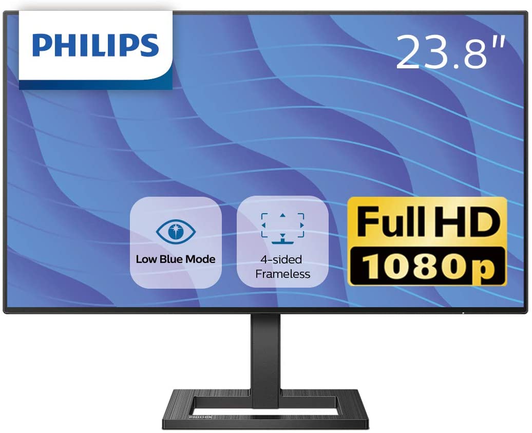 【即納】PHILIPS液晶ディスプレイ・PCモニター242E2F/11(23.8インチ/FHD/IPS/D-sub15,HDMI,DisplayPort/4面フレームレス/AdaptiveSync/ブルーライト軽減)
