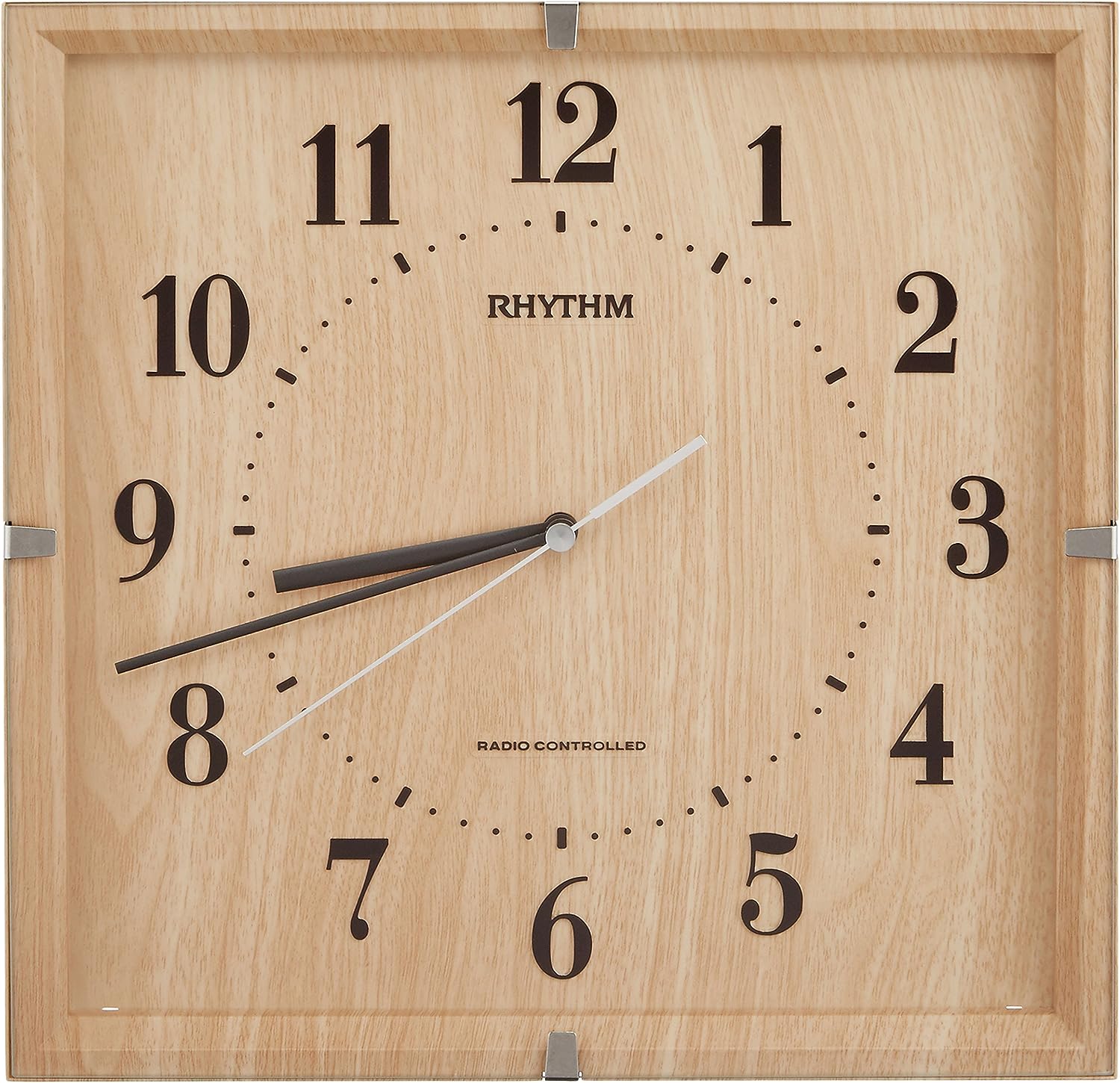 リズム(RHYTHM) 掛け時計 電波時計 アナログ 連続秒針 インテリア モデル 茶 (薄茶木目仕上げ) ライブ..