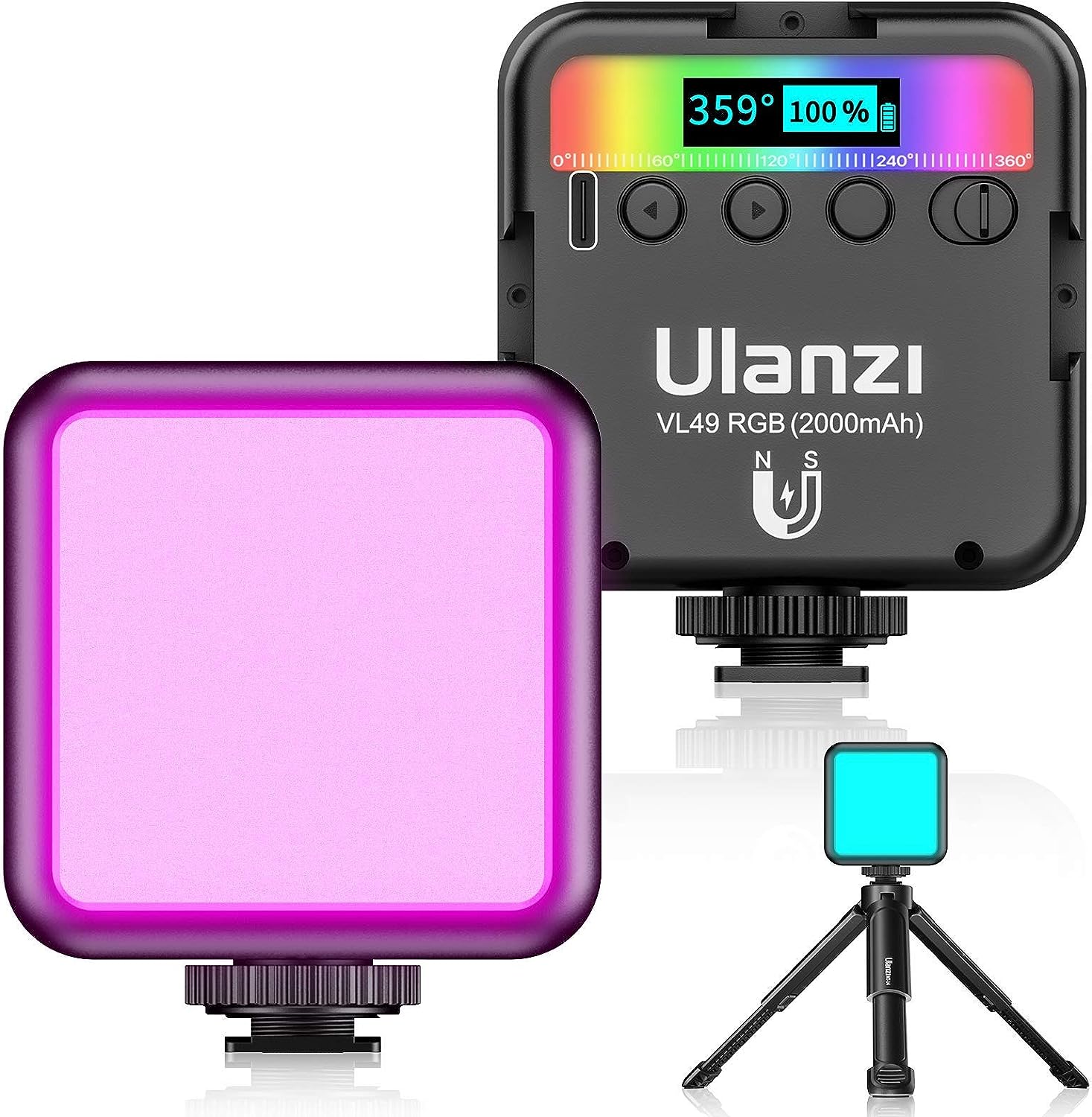 最新 Ulanzi VL49 RGB撮影ライト+三脚付