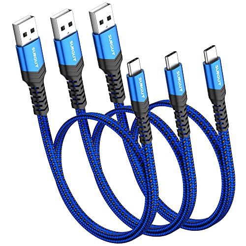 SUNGUY USB Type C ケーブル 0.5M 【3本組】 QC3.0/2.0 18W急速充電 タイプc ケーブル 50cm 短い USB2.0高速データ転送 type-c機器と互換性あり ブルー
