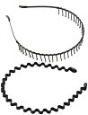 shefun メンズ カチューシャ スプリング ヘアバンド 鉄 波型 くし付き 滑り止め 痛くない 黒 シンプル 前髪 髪飾り 2本セット JP159