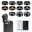 【当店限定!エントリーでポイント10倍】Apexel 11in1スマホ用撮影セット スマホ用カメラレンズ 広角レンズ+魚眼レンズ+マクロレンズ+CPL/フロー/万華鏡/星形レンズ+カラーレンズ