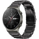 【当店限定！ポイント5倍エントリー必須】VICARA for Huawei Watch GT/Huawei Watch GT2 46mm/Huawei Watch GT active バンド ステンレス製 22mm 交換用 for Huawei スチール（ブラック）