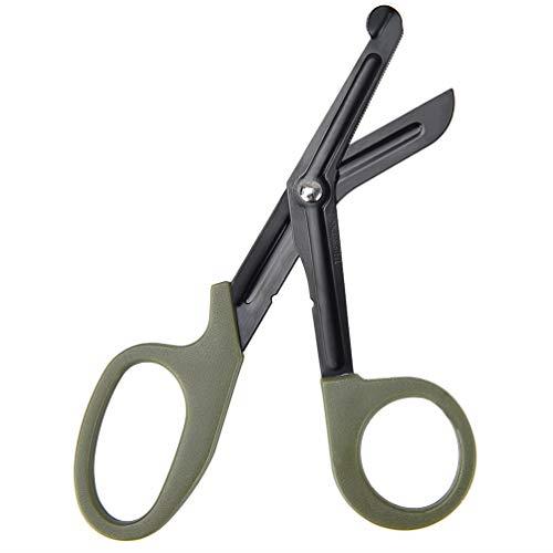 LEDGLE ハサミ 救急用ハサミ キャンプはさみ アウトドア はさみ 緊急援助ハサミ 安全はさみ ボンデージ 皮革 レザー デニム ナイロン用はさみ はさみ (グリーン)