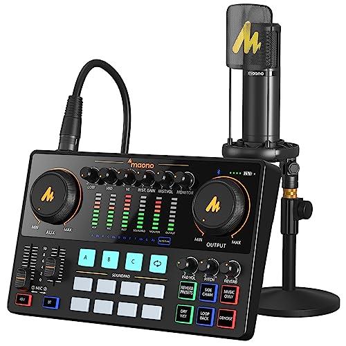 MAONO オーディオミキサー オーディオインターフェース Mixer ポッドキャストステレオミキサー