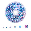【当店限定!エントリーでポイント10倍】PH PandaHall 約1535個/箱 2.5/3/4/5/6/8mm 穴無しパール 人魚色パール サテン 光沢 ガラスビーズ マーメイドパール グラデーションパール ラウンド 丸玉 手芸材料 DIY用 ジュエリー用 UVレジン 封入 ハンドメイド 材料 手作り 素材