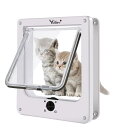 Ycozy 二世代 ペットドア 外寸22 x 19cm 猫 出入り口 小型犬用 ドア 猫扉 4ウェイロッキング キャットドア 室内用 取り付け簡単 冷暖房対策(M | 内寸15.8*15.2cm)