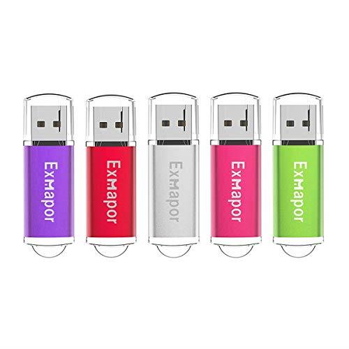 5個セット 4GB USBメモリ キャップ式 Exmapor USBフラッシュドライブ 混合色（紫、赤、銀、ピンク、緑）