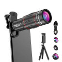 APEXEL 4in1 HD18倍望遠レンズセット 魚眼/広角/15倍マクロレンズ ズームスマホ用カメラレンズ 三脚 クリップ式レンズ 運動会 旅行 iPhon...