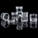 【当店限定!エントリーでポイント10倍】PH PandaHall プラスチック ビーズケース ラウンド 透明 収納ケース 15ml 小分け丸ケース プラスチックケース 小物 銀テープ ネイルパーツ 保存用ケース クリーム容器 アクセサリーケース 携帯用 6個セット 3.9x3.3cm