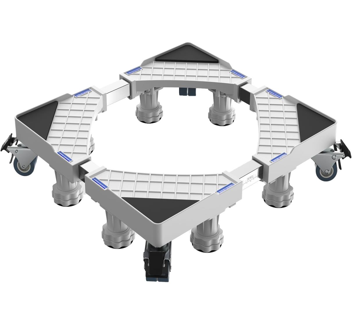 DEWEL 洗濯機 台 洗濯機 嵩上げ 防水パン 8足8輪 太いパイプ 洗濯機台 キャスター ブレーキ付き 洗濯機置き台 スライド台 360度回転 長さ調節 幅...