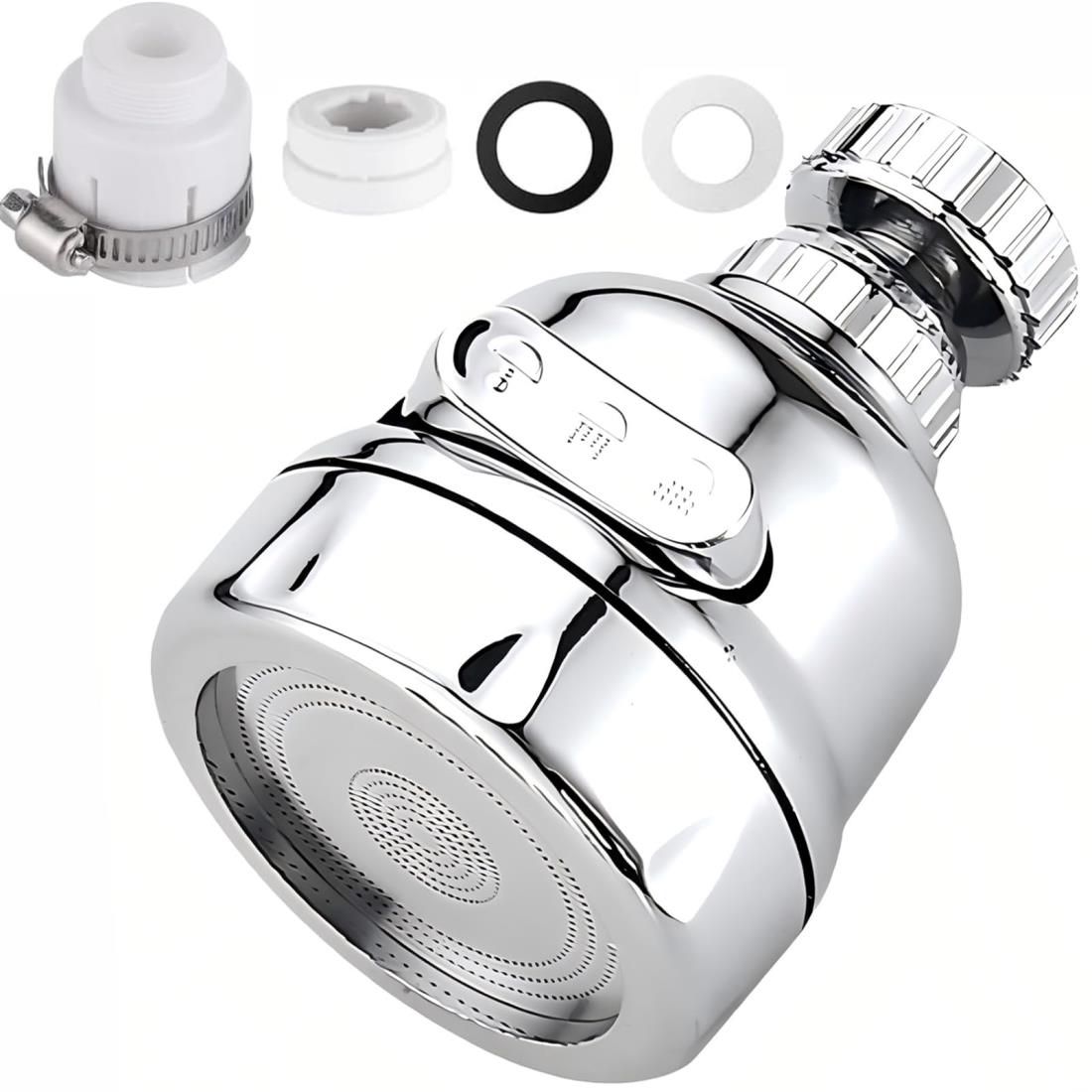 OKAWASI 蛇口 キッチンシャワー 蛇口シャワー 蛇口に取り付けるだけ 節水 ノズル 首振り 3モード 台所 360度回転 水漏れの防止 キッチン 洗面所 浴室 トイレにも適用可能 パッキン付き