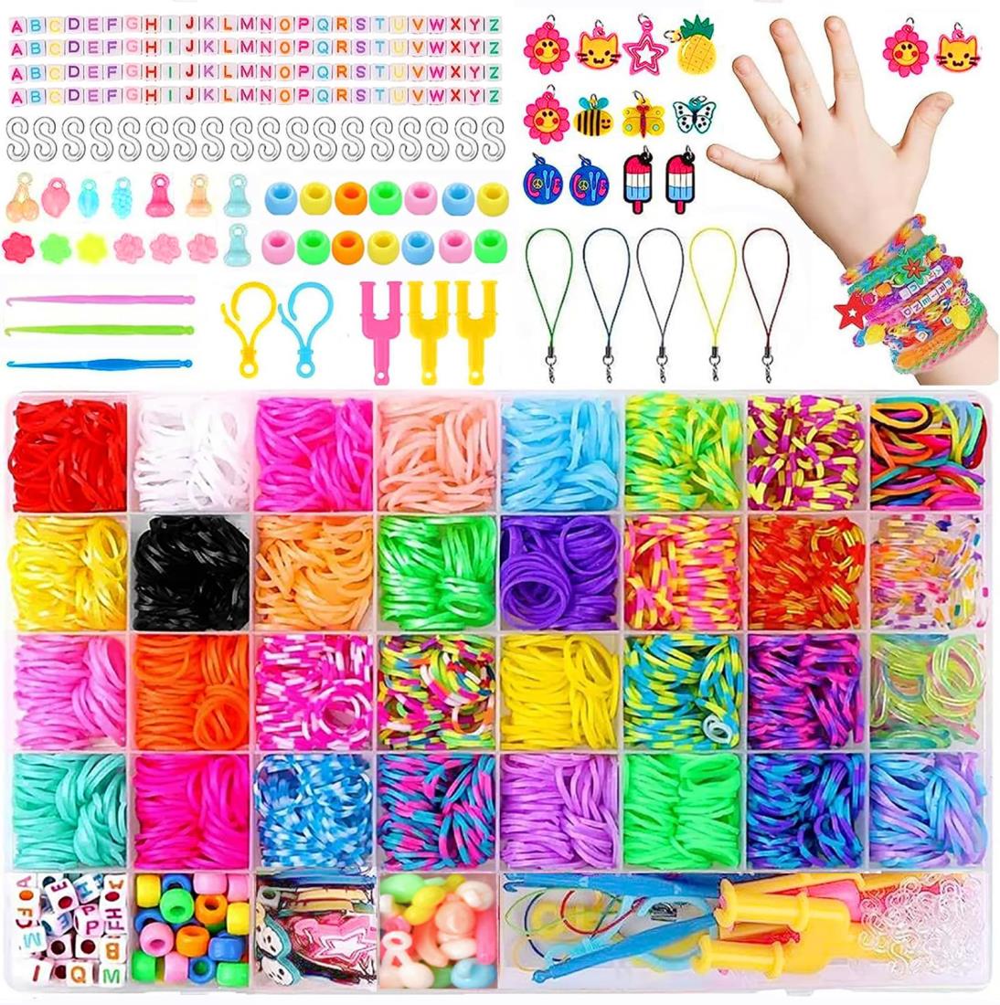 織機ブレスレット作成キット 40/24グリッドスーツ 子供のおもちゃ カラフルな虹 ゴムバンドブレスレッ..