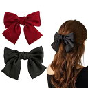 【当店限定!エントリーでポイント10倍】サムコス 蝶結び 髪飾り リボン ヘアピン本 2個入り 大きめ 黒+赤 かわいい エレガント 親子セット かみアクセサリー 全年?使用 入学式/結婚式/卒業式/デート