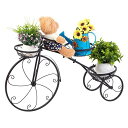 Susire フラワースタンド アイアン 自転車型 可愛い 花台 ガーデニング 三輪車型鉢置き 鉢植えスタンド 花スタンド 屋外