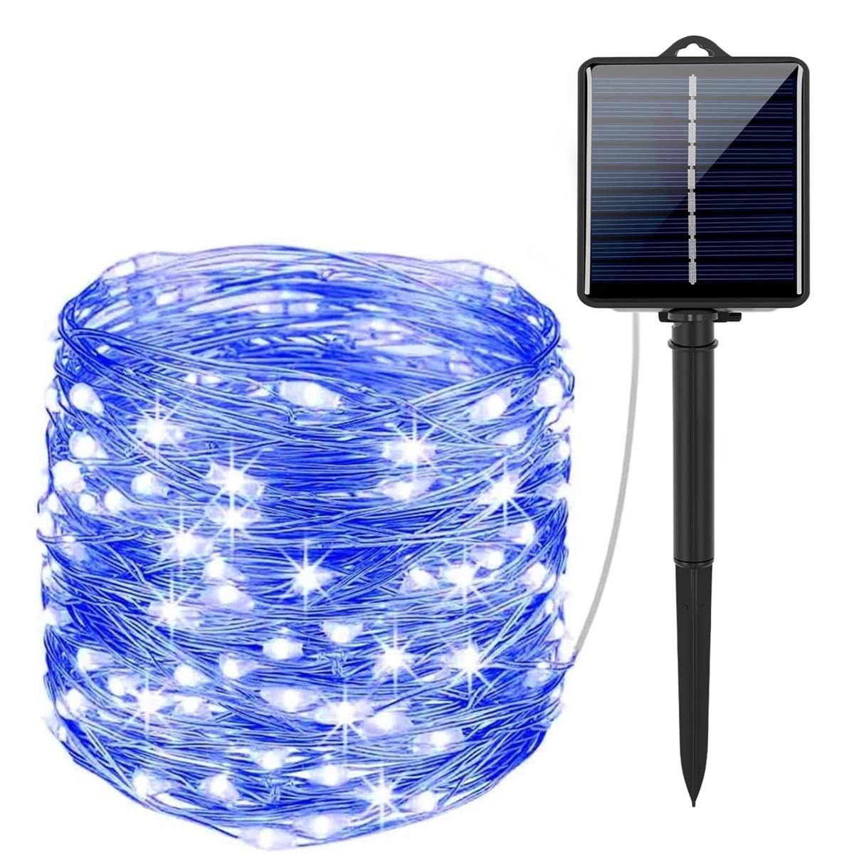 【2025新登場】ソーラー LED ストリングライト イルミネーションライト 200LED電球 22M IP65防水 8点灯モード 夜間自動点灯 点灯20時間以上 インジケーター搭載 電源オフでも充電可能 キャンプ用 フェアリーライト 屋外 ガーランドライト クリスマス/ハロウィン/パーティー/