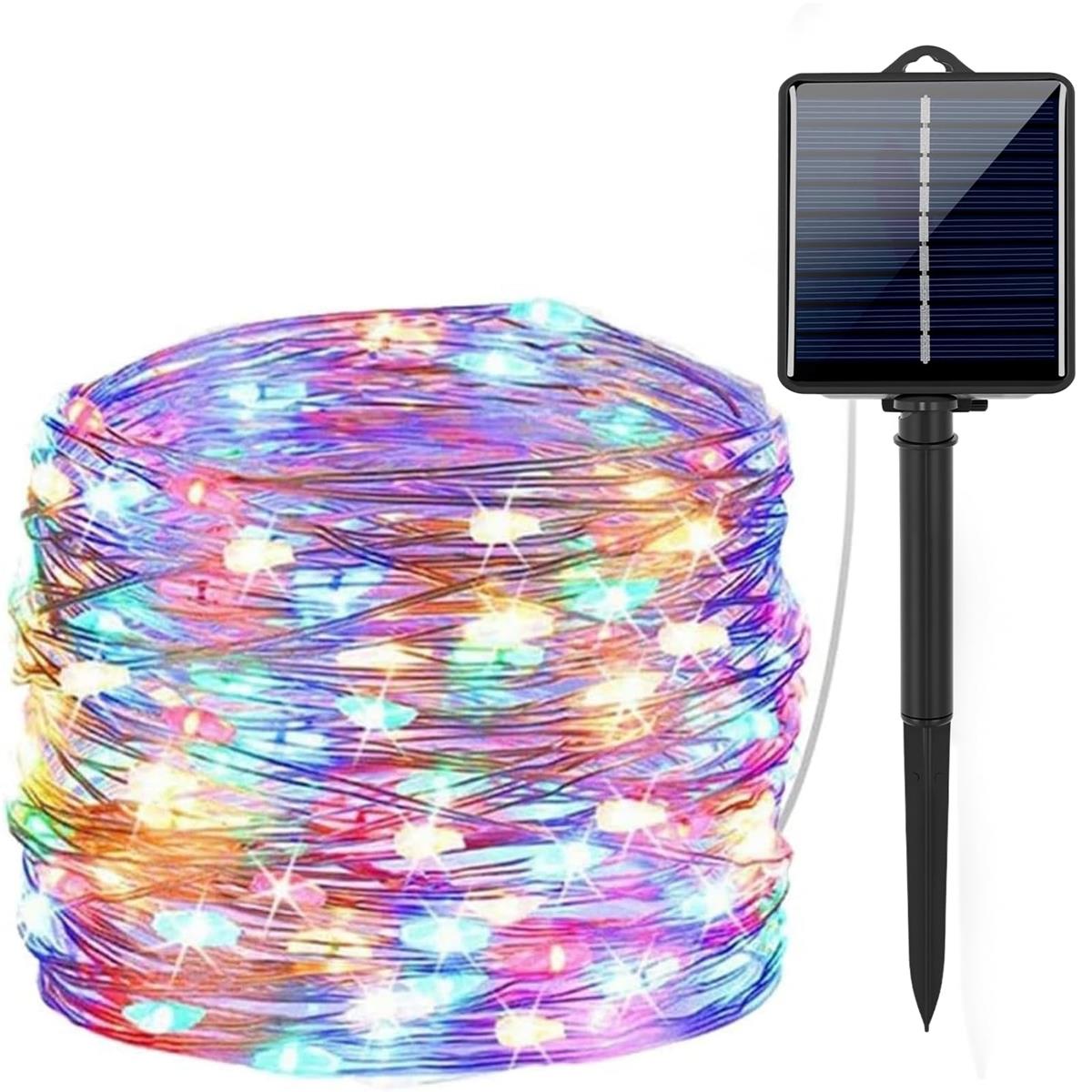 【2025新登場】ソーラー LED ストリングライト イルミネーションライト 200LED電球 8点灯モード 夜間自動点灯 点灯20時間以上 インジケーター搭載 電源オフでも充電可能 フェアリーライト 屋外 ガーランドライト クリスマス/室内/庭対応 飾りライト