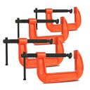 4個セット Cクランプ C型クランプ 木工【 4インチ 最大開口100mm】 小型 鋼製 鋳鉄 強力型 最大締付力約250kg DIY工具 木工用 接着 固定 ...