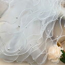Ourkens オーガンジーリボン 三重 ビーズ付き diy ハンドメイド レースのアクセサリー ウェディングドレス スカートの裾飾り 立体 フリルレースリボン 裁縫素材 白 幅約10cm 長さ100cm(1-2個縫い目)