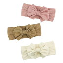 【当店限定!エントリーでポイント10倍】DFsucces ヘアバンド ベビー ゴ 髪飾り リボン 蝶結びや かわいい ヘアバンドセット 3点 出産祝い 誕生日 プレゼント 結婚式 お祝い 撮影記念 (ダークピンク+カーキ+ベージュ)