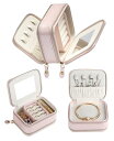 【当店限定!エントリーでポイント10倍】HUACHENG ジュエリーボックス アクセサリーケース 携帯用 ミニ 旅行用 鏡付き ジュエリーケース 持ち運び アクセサリー収納 ピアス 収納 トラベル ネックレス 指輪置き ジュエリーバッグ 贈り物 可愛い (ライトピンク)
