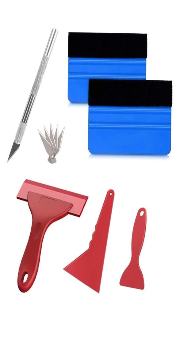 YFFSFDC カーボンシート カーフィルム カッティングシート 自動車ラッピングフィルム 貼り施工ツールセット 6点セット カーフィルム スクレーパー ステッカー 貼付補助ツール