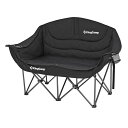 KingCamp アウトドアチェア 二人掛け 折りたたみ式 耐荷重200KG ソファチェア カップルチェア 二人用 収納袋付き 釣り 運動会 ガーデン チェア コンパクト 室内 (ブラック)