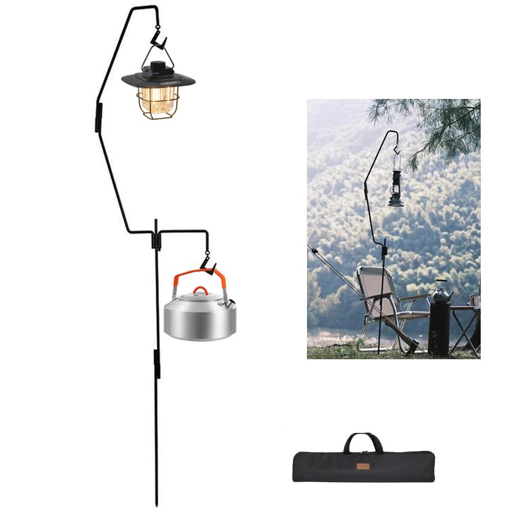 CARBABY ランタンスタンド 【収納サイズ80％節約】ランタンハンガー ランタンポール 打ち込み式 スチー..