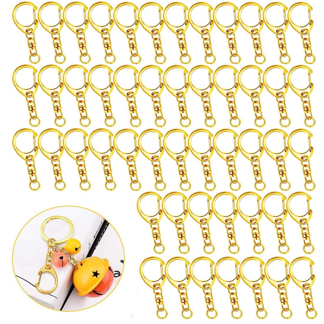 キーホルダー 金具 キーホルダーパーツ 50個入り 全長4.7CM ナスカン レジン パーツ キーホルダーパーツ 回転フック 丸カン 付き ハンドメイド キーリ...