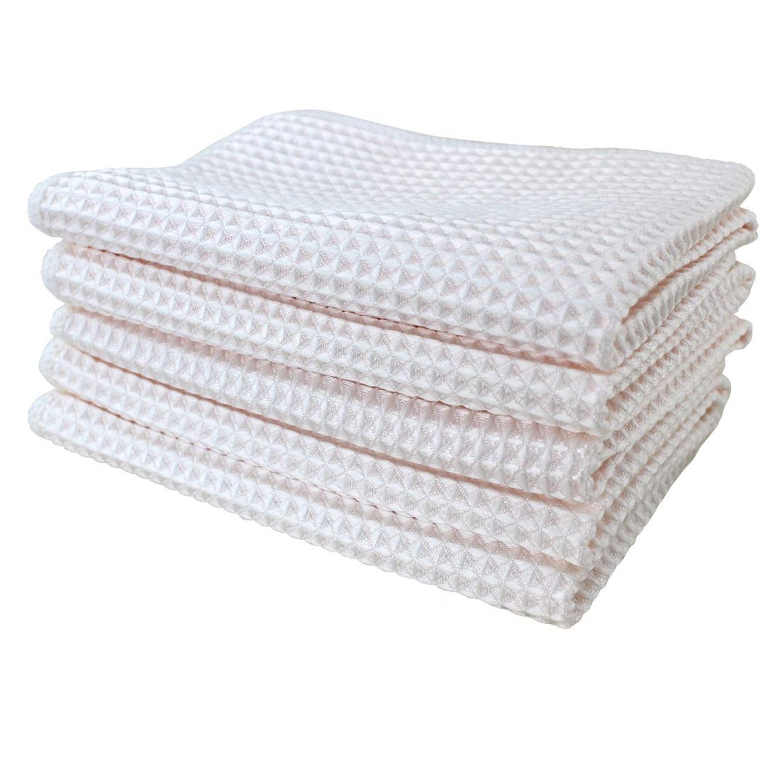 ふきん マイクロファイバー布巾 強力吸水 速乾 雑巾 食器 拭きガラス 窓鏡 キッチンタオル 台拭き 掃除用品 ワッフル調 キッチンクロス (クリーム)