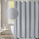 【当店限定!エントリーでポイント5倍!】AooHome シャワーカーテン 防水 防カビ 120x150cm ユニットバス 浴室 速乾 加重 加厚 チェック柄 目隠し バス用品 お風呂カーテン リング付き ライトグレー