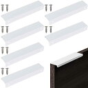 キャビネット 取っ手 隠しドアハンドル ドア 取っ手 白 150mm 8個セット 食器棚 ドアハンドル 引き出しの取っ手 ネジ付き アルミニウム合金製 食器棚、 寝室、バスルーム、キッチン、ワードローブ用 フィンガーエッジプル ホワイト