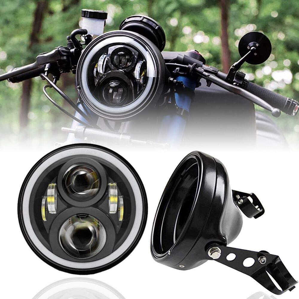 Samman 7インチ led ヘッドライト シェル付き DRL機能付き Hi/Lo切り替え ディライト/白とウインカー/アンバー色機能付き 白色リング付き ホワイト/イエロー