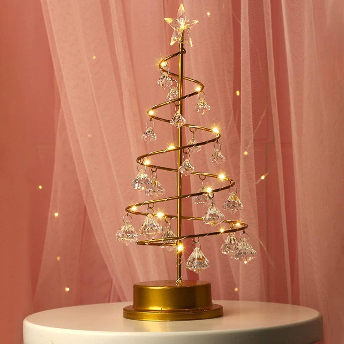 クリスマスツリー 卓上 led Fipiifly 電気スタンド おしゃれ オーナメント 北欧 ダイヤモンド 雰囲気作り クリスマスライトー 室内用 普段使い 電池式 電飾 祝日 飾り付け 誕生日 結婚式 パーティ プレゼント ギフト かわいい