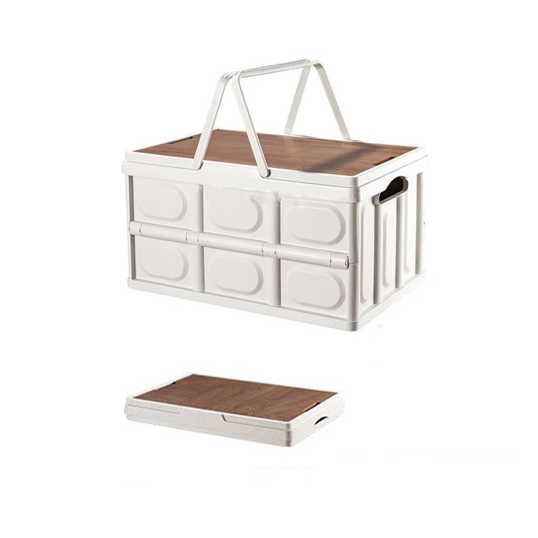 Yoseka キャンプ 収納ボックス 折りたたみ 35L 持ち手 収納ボックス キャンプ用品 アウトドアボックス コンテナ ボックス 折り畳み キャンプ ボックス 収納ボックス 蓋付き コンテナボックス 収納 大容量 35L ホワイト