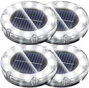 【当店限定!エントリーでポイント10倍】NFESOLAR LEDガーデンライト ソーラーライト 防水 光センサー おしゃれ 屋外 庭 ライトアップ 外構 エントランス 置き型 埋め込み式ホワイト (4個セット)