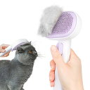aumuca(アウムカ) ペット用ブラシ「ワンプッシュ式!」ブラッシングブラシ 猫ブラシ 犬用ブラシ スリッカーブラシ ワンプッシュ式 抜け毛取りクリーナ ー マッサージ 痛くない 丸洗い可能 皮膚に優しい 犬猫通用 中毛 長毛 種向け (パープル)