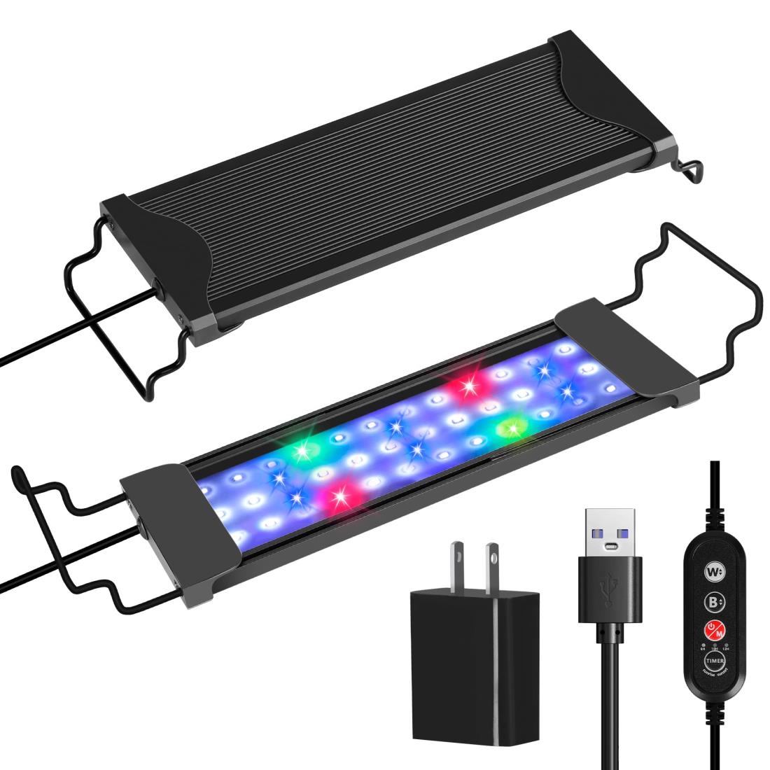 水槽 ライト 30-45cm水槽用 ledライト USB式 水槽ライト タイマー付き 防水 3つの照 ...