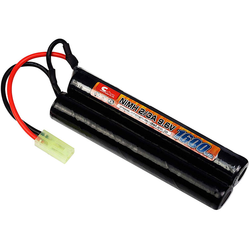 クラウンモデル NiMH 2/3A 9.6V 1600mAh ニッケル水素バッテリー エアガン ガスガン 電動ガン サバゲー 