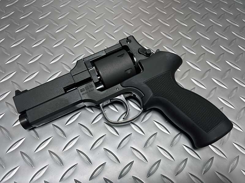 マルシン 6mmBB 新型パッキン Xカートリッジ式ガスリボルバー マテバ 4インチ ブラックヘビーウエイト プラグリップ仕様