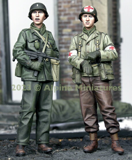 アルパインミニチュア 1/35 WWII アメリカ陸軍歩兵 歩兵と衛生兵 2体セット レジン...